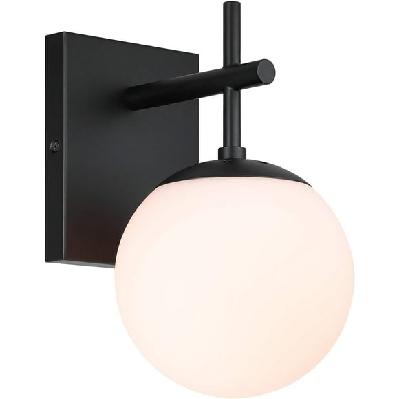 Lighting Globe Sconce Light, Mid Century Black Bathroom Sconce Wall Lighting Indoor 1 Light Glass Wall Sconce for Loft Bath Bedroom Hallway XB-W1320-1-MB