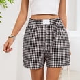 thumbnail image 4 of CIENVNSTG Womens Y2k Pajama Shorts Cute Plaid Lounge Sleep Bottoms Elastic Boxers Streetwear Black L, 4 of 5