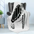 thumbnail image 4 of Turtle Soft Flannel Fleece Blanket, Monochrome Graphic Illustration of a Swimming Caretta Caretta on Plain Backdrop, Cozy Plush for Indoor and Outdoor Use, 50" x 70", Black and White, by Ambesonne, 4 of 5