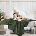 thumbnail image 3 of REGALWOVEN Luxury Fleece Bed Blanket Woven Mesh Army Green 78"x90", 3 of 8