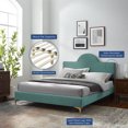 thumbnail image 2 of Platform Bed Frame, Full Size, Teal Blue, Velvet, Modern Contemporary, Bedroom Master Guest Suite Room, 2 of 10