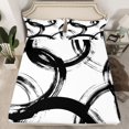 thumbnail image 2 of Homewish Modern Geometric Twin Sheet Sets,Graffiti Stripes Circle Twin Fitted Sheet,White Black Flat Sheet For Men Women,Microfiber Bedroom Decor,3 Pieces, 2 of 7