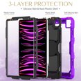 thumbnail image 4 of FJLBDE Case for iPad Pro 12.9 2022/2021/2020/2018 6th/5th/4th/3rd Gen, Rugged Shockproof Tablet Cases Cover with Kickstand Shoulder Strap, Purple, 4 of 7