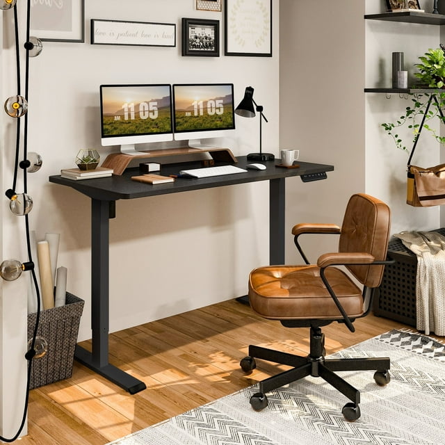 FlexiSpot 55"x28" Black Home Office Height Adjustable Standing Desk Whole-piece Desktop Computer Desk