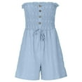 thumbnail image 5 of DHFJKG Women's Summer Casual Smocked Rompers Strapless Loose Fit Shorts Jumpsuits Beach Vacation Clothes Travel Outfits Trendy Romper, 5 of 8