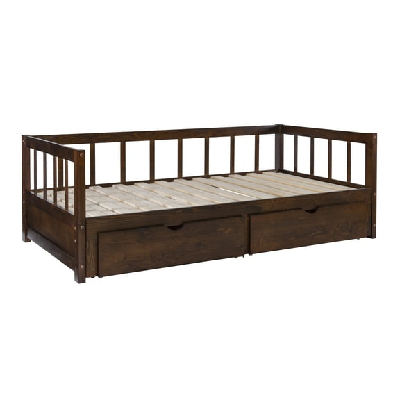 Harper 2-Drawer Daybed with Trundle and Storage, Espresso, Twin