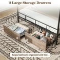 thumbnail image 6 of Queen Size Canopy Bed Frame, HSUNNS 2 Storage Drawers Platform Bed Frame with Footboard and Wooden Headboard, Removable Canopy, Under-Bed Storage, Noise Free, Easy Assembly, Black+Brown, 6 of 9
