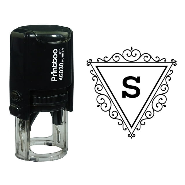 Printtoo S Alphabet Swirl Border Triangle Monogram Initial Self Inking Rubber Stamp Office Stationary