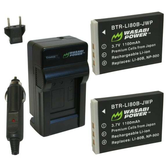 Wasabi Power Battery (2-Pack) and Charger for Olympus LI-80B