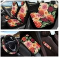 thumbnail image 2 of KUIFORTI Dahlia Floral Blossom Automotive Universal Seat Covers Set of 8 Steering Wheel Covers Seatbelt Strap Pads Auto Center Console Cover Pad Cushion Fit Automotive for SUV,Truck,Sedan, 2 of 5