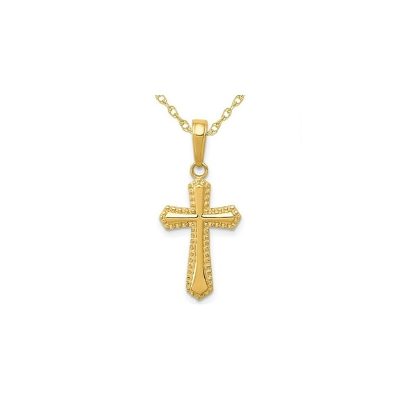 Gem & Harmony 14K Yellow Gold Passion Cross Pendant Necklace with Chain for Women
