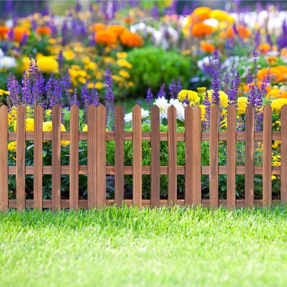 BESTYASH Brown Wooden Garden Fence Ornament for Outdoor Courtyard and Landscape Decoration, 1 Piece