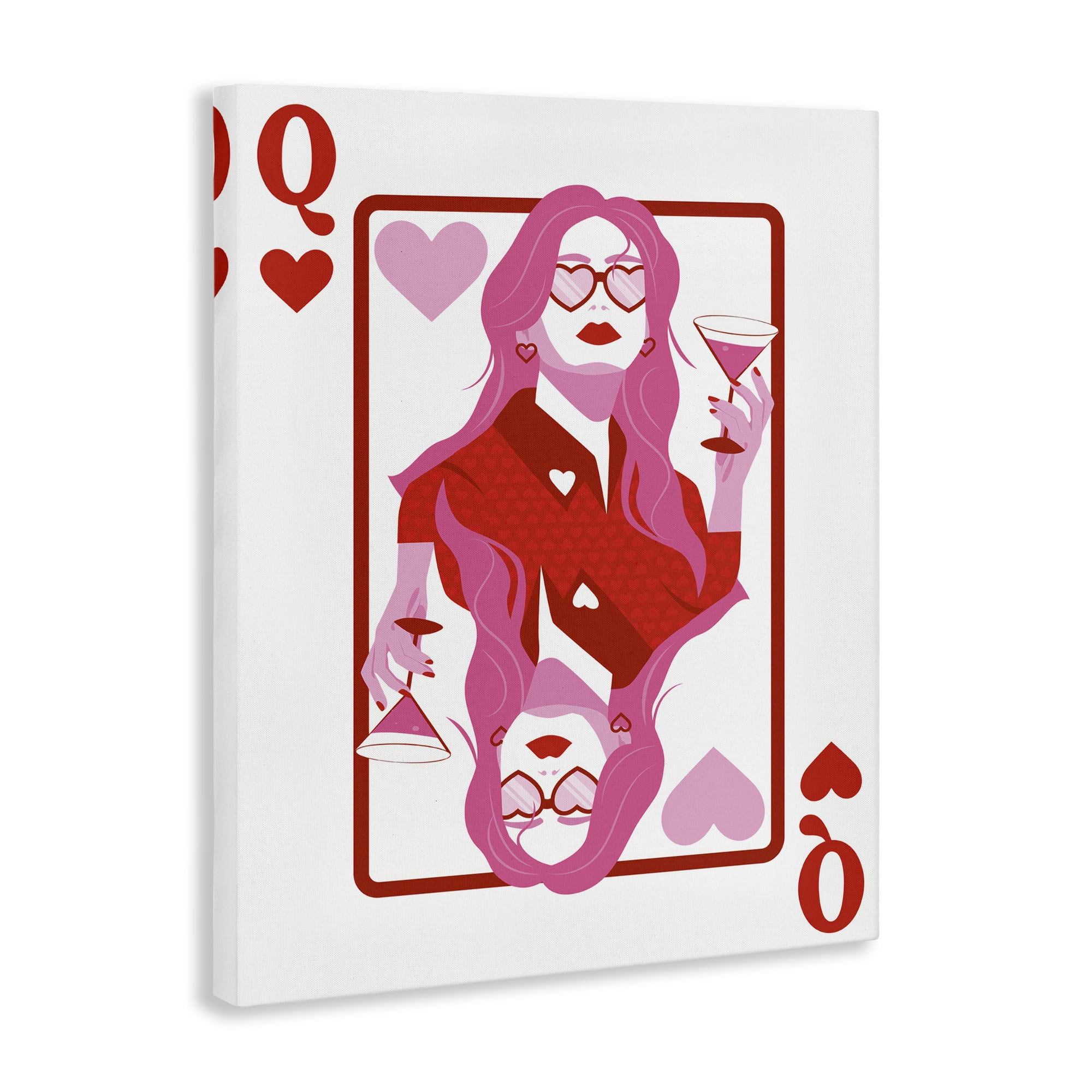 Stupell Industries Queen of Hearts Girl Entertainment Painting Wrapped Canvas Art Print Wall Art, 36 x 48
