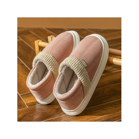 

Eloshman Women s Cotton Slipper Memory Foam Warm Shoes Plush Lined Slippers Home Lightweight Slip On House Shoe Cozy Moccasins Pink 7-7.5
