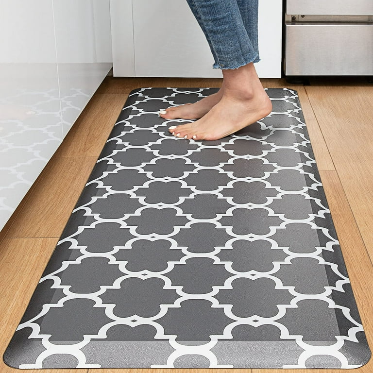 Kitchen Mat,1/2 Inch Thick Cushioned Anti Fatigue Waterproof Kitchen Rugs, Comfort Standing Desk Mat, Kitchen Floor Mat Non-Skid & Washable for Home,  Office, Sink,17.3x60- Grey 