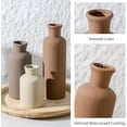 thumbnail image 6 of Ceramic Vase Set of 3, Flowers Neutral Modern Vases Home Decor Rustic Farmhouse Decor Pampas Vase for Table Mantel Entryway Shelf Living Room Kitchen Bathroom - Brown, 6 of 8