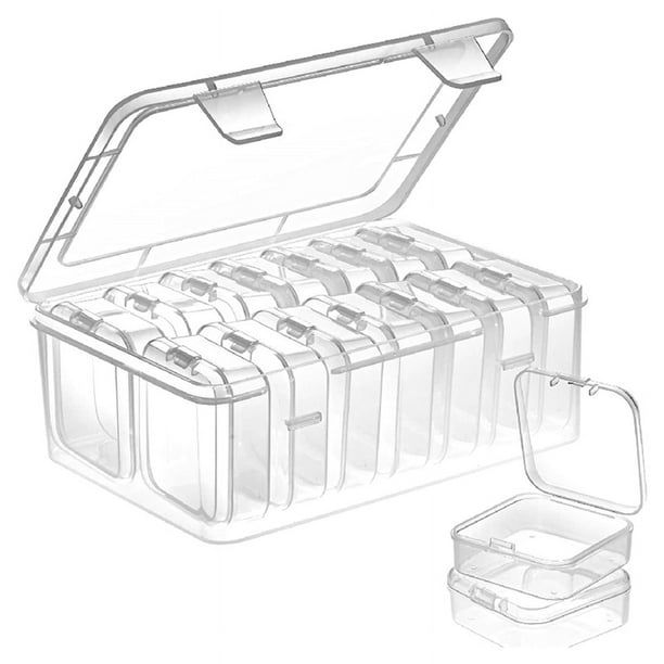 IMCBSTT - 15 cajas transparentes pequeñas para almacenar cuentas de polipropileno transparente y organizador con tapa con bisagras para joyería