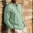 thumbnail image 4 of Havenx Mens Slub Cotton Linen Polo Shirts Long Sleeve Button Down Polo Shirts Collared T Shirts Soft Lightweight Summer Ultra Comfortable Clothing,Mint Green L, 4 of 7