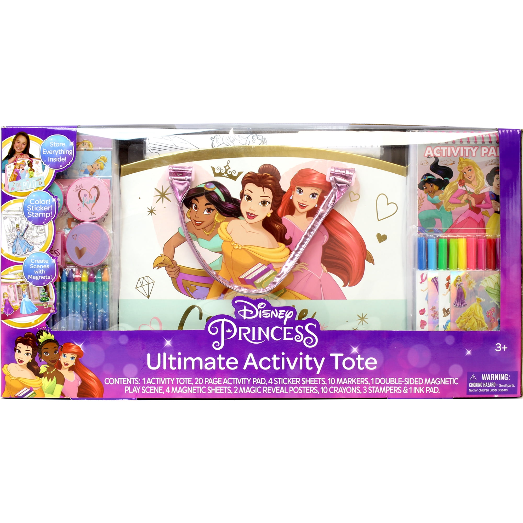 Disney Princess Girls Activity Tote Art & Craft 100 Pieces Kit Value Box, for Child