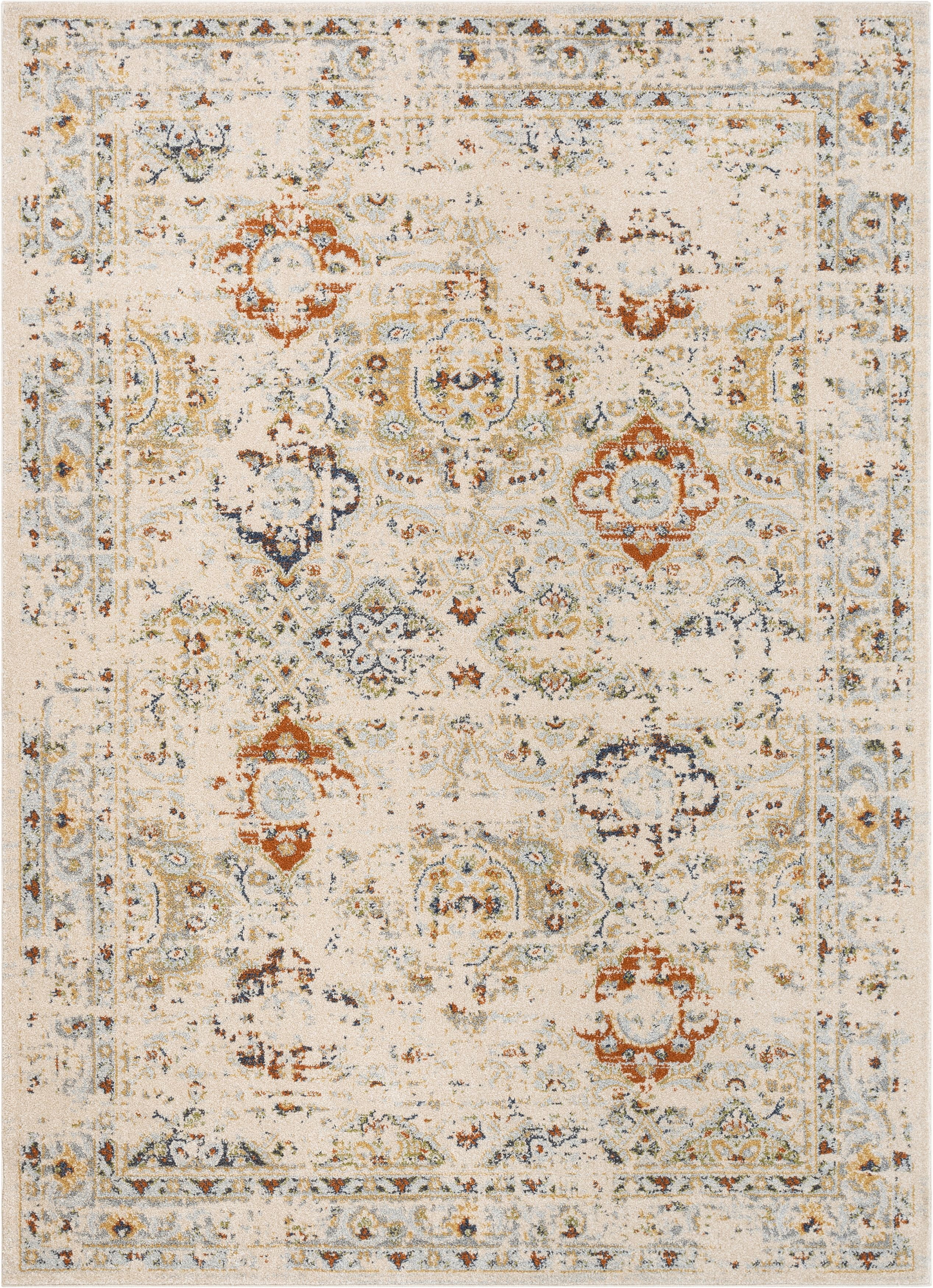 Well Woven Omaha Vintage Kian Cream Panel Distressed 5 3 X 7 3 Area Rug Walmart Com Walmart Com