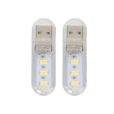 

2PCS Mini Portable Bright 3 LED Night Light USB Lamp (Warm White)