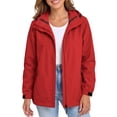 thumbnail image 2 of Plus Size Women's Detachable Hood Windbreaker Jacket, Waterproof Lightweight Packable Full‑Zip Coat with Pockets, Hiking Outerwear for Travel Camping Daily Commute, 2 of 7
