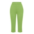 thumbnail image 5 of QATAINLAV Pull On Capris for Women Dressy Casual Stretch Lightweight Capri Pants Solid Elastic High Waist Yoga Pants with Pockets Summer Outfits Green XXXXXL Mother's Day Gifts, 5 of 8