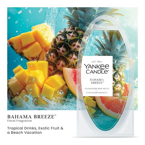 Yankee Candle Bahama Breeze Fragranced Wax Melts, 6 Wax Spheres per Package, Pack of 6 (36 Cubes Total)