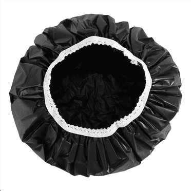 1Pcs Household Waterproof Shower Cap, Swimming Hotel Elastic Cap Hair Set (Black)