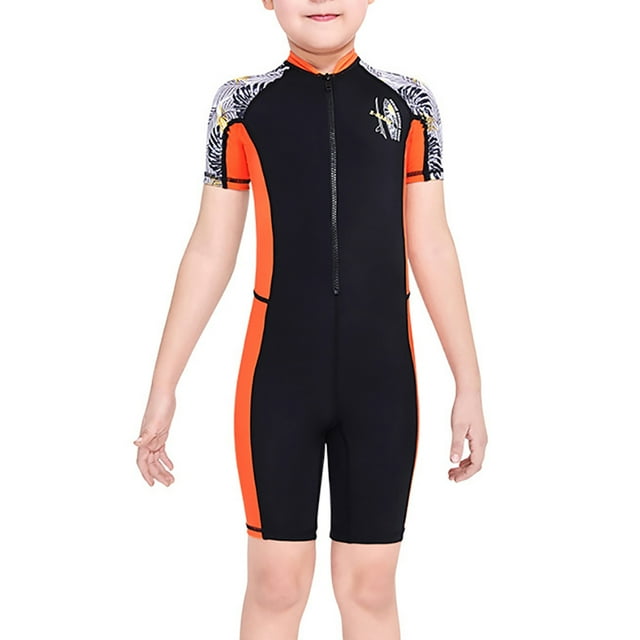 Eigraketly Bañador de buceo para niños, traje de baño corto de una pieza para niños, pantalones de manga corta, trajes de neopreno, traje Type4 NO4