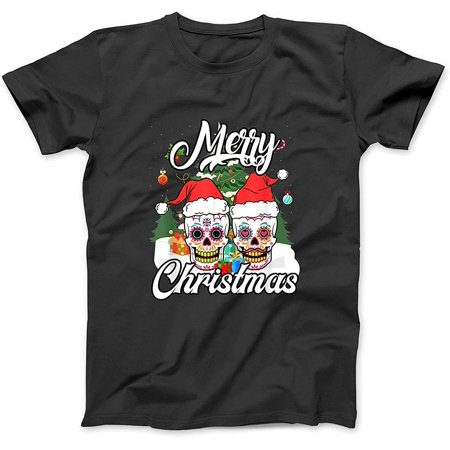 

Sugar Skull Merry Christmas Santa Christmas Family Pajamas T-Shirt Sweatshirt Hoodie Tanktop for Men Women Kids Black