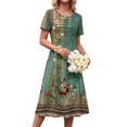 thumbnail image 4 of Fantaslook Pleated Summer Dresses for Women Short Sleeve A Line Midi Dress Flowy Floral Sundress Casual Dress with Pockets, 4 of 10