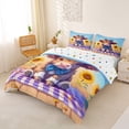 thumbnail image 2 of jejeloiu Blue Bow Highland Cow Duvet Cover Set Kids,Floral Farm Print Bedding Full,Reversible,3 Pieces(No Comforter), 2 of 6
