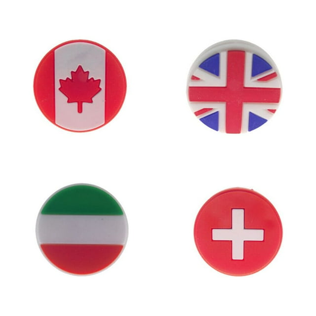 Shisuyan 4 Pcs Silicone Tennis Racket Vibration Dampeners Flag Pattern Tennis Racquet Absorbers Tennis Racket Strings Dampers for Players (Random Pattern)