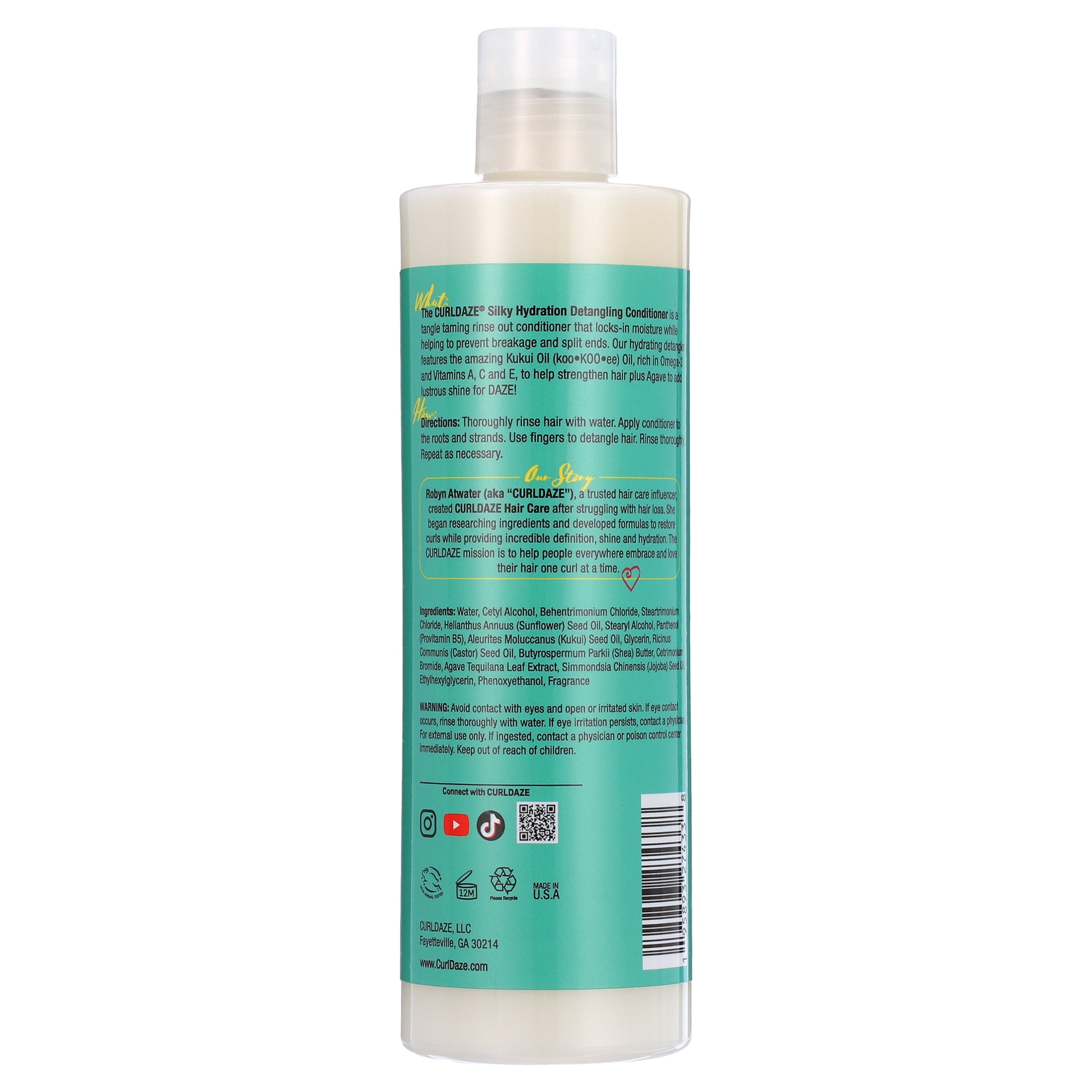 Curldaze Kukui Oil and Agave Silky Hydration Detangling Conditioner with 12 oz