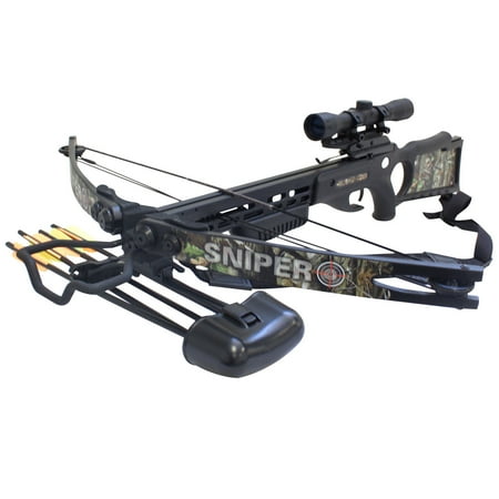 SAS Sniper 150lbs Next G1 Camo Crossbow Package Hunting Deer with Quiver (Best Crossbow For Whitetail Deer Hunting)