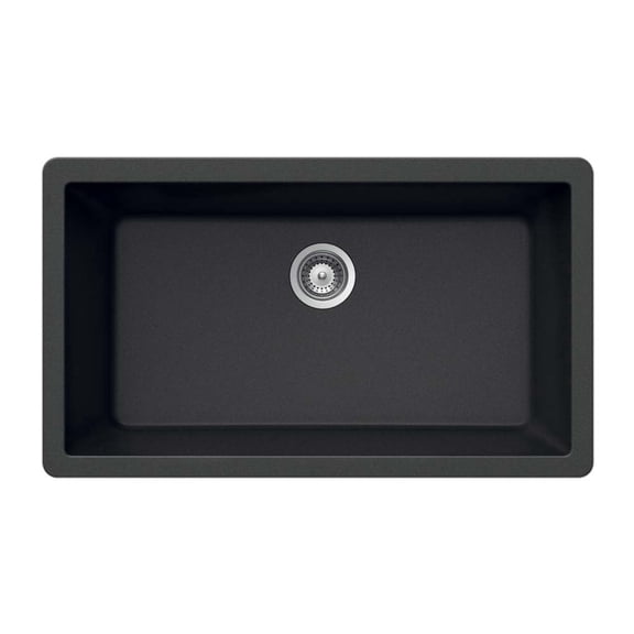 Houzer Cassiano Italian 33 inch Midnite Granite Composite Undermount Single Bowl Kitchen Sink - V-100U MIDNITE