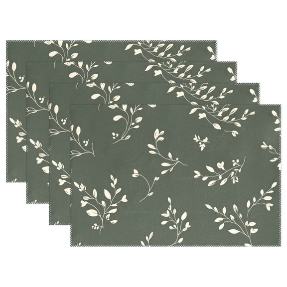 Ryvnso Placemats Set of 4 Leaves Dining Mats Heat-Resistant Non-Slip Washable Table Mat