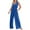 Blue, variant on GSPCLAM Womens Solid Color Overalls Wide Leg V Neck Jumpsuits with Pockets for Work Fall Comfy Pants Wine XXL
