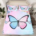 thumbnail image 2 of Feelyou Blue Pink Butterfly Full Size Sheets, Dreamy Cartoon Animal Bed Sheets, Romantic Rose Flower Sheet Sets, Lightweight Room Decor, 4 Pieces, 2 of 7