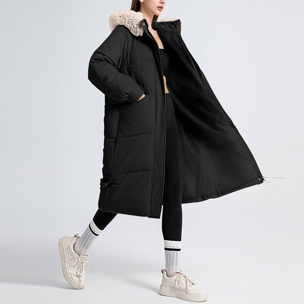 Abrigos y chaquetas informales con capucha de manga larga para mujer, abrigos largos y cálidos con capucha, chaquetas con cuello, parkas ajustadas de invierno, abrigos para mujer