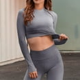 thumbnail image 2 of Hpapadks Gym Sets Woman 2 Piece Quick Dry Sportswear Yoga Fitness Wear Tight Long Sleeve Gradient Crop Tops Pants Set Yoga Sets for Women Black L, 2 of 5