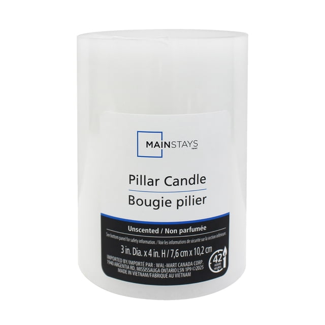 Mainstays Unscented White Pillar Candle