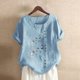 thumbnail image 2 of Gibobby Playeras Mujer Camisas de mujeres Loose Daily con estilo（Azul， XL), 2 of 4