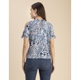 thumbnail image 4 of Moomaya Cold Shoulder Band Collar Short Sleeve Printed Top - Women's Trendy Top, 4 of 9
