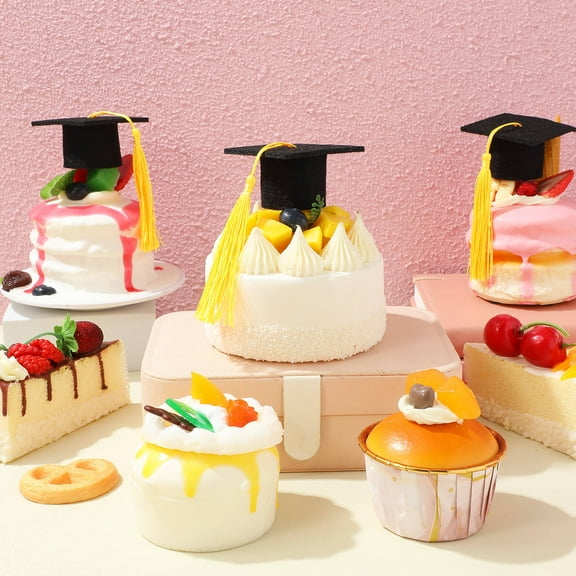 HAKIDZEL 10Pcs Mini Graduation Caps Cake Decoration for Party Celebration
