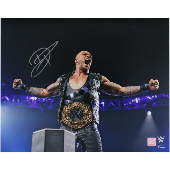 Damian Priest WWE Autographed 16" x 20" On Ropes Wearing Title Photograph - Fanatics Authentic Certified