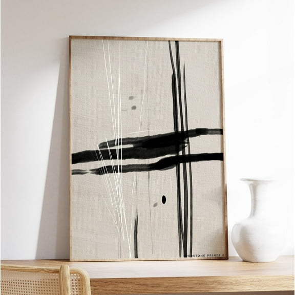 Black & Beige Abstract Print, Neutral Abstract Art Print, Contemporary Art, Gallery Wall Art, Modern Wall Art Wall Art, Modern Wall Decor, 8x12 UNFRAMED