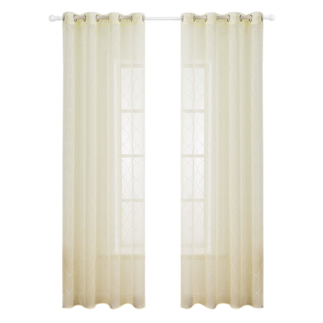 Coofit Rideau de Fenêtre Transparent Polyester Broderie Simple Gaze de Fenêtre Rideau à Passe-Tringle