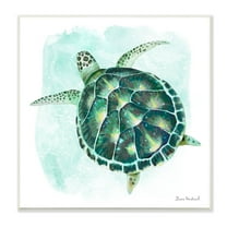 Stupell Industries Green Speckled Sea Turtle Swimming Ocean Water Painting Unframed Art Print Wall Art, Design by Diane Neukirch